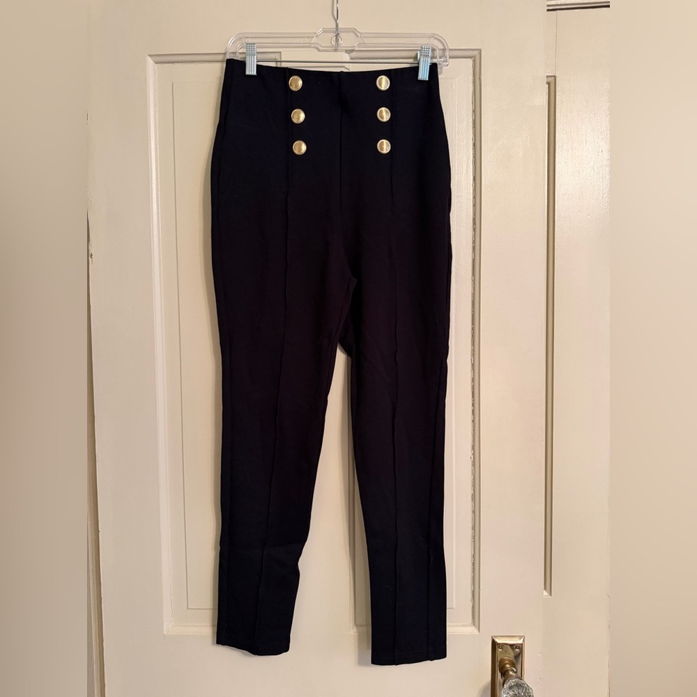Zara Black Dress Pants with Gold Accents